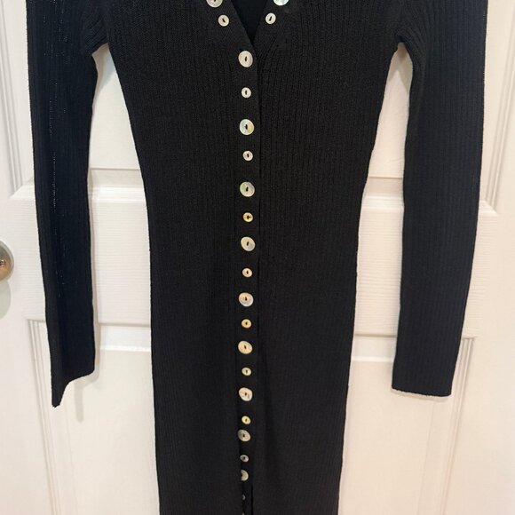 STAUD NEREUS MOTHER OF PEARL BUTTONS RIBBED SWEATER DRESS NEW WITH TAGS (NWT) - Picture 4 of 11